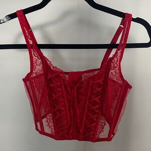Victoria's Secret Dream Angels Corset Bustier Red Lace